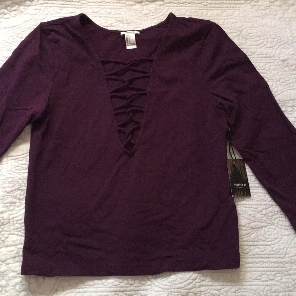 Purple Long Sleeve Crop Top Forever21